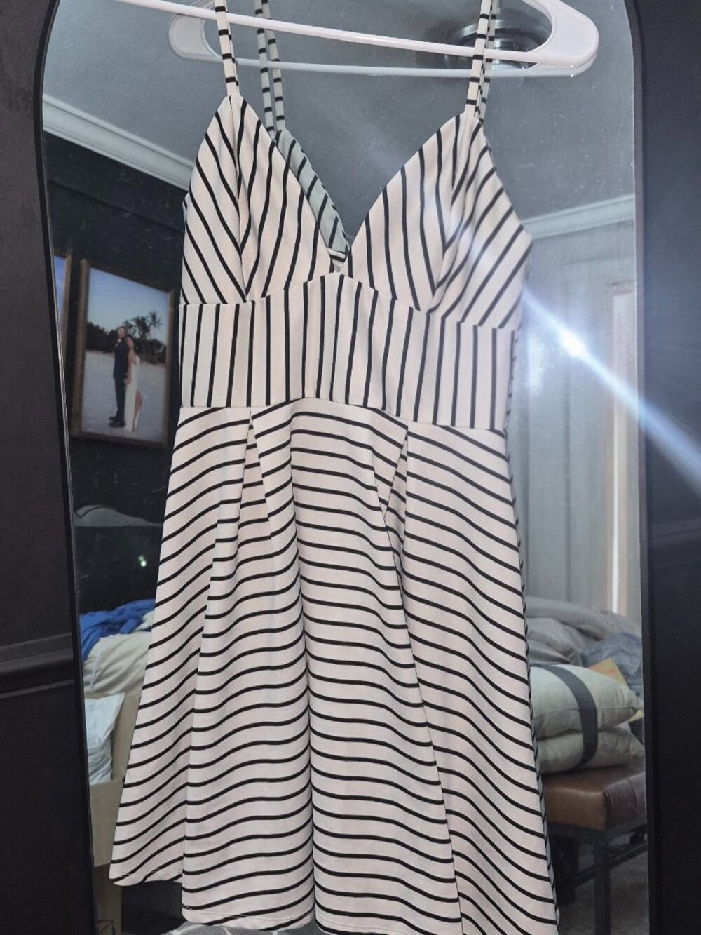 Monteau Black and White Striped Mini Skater